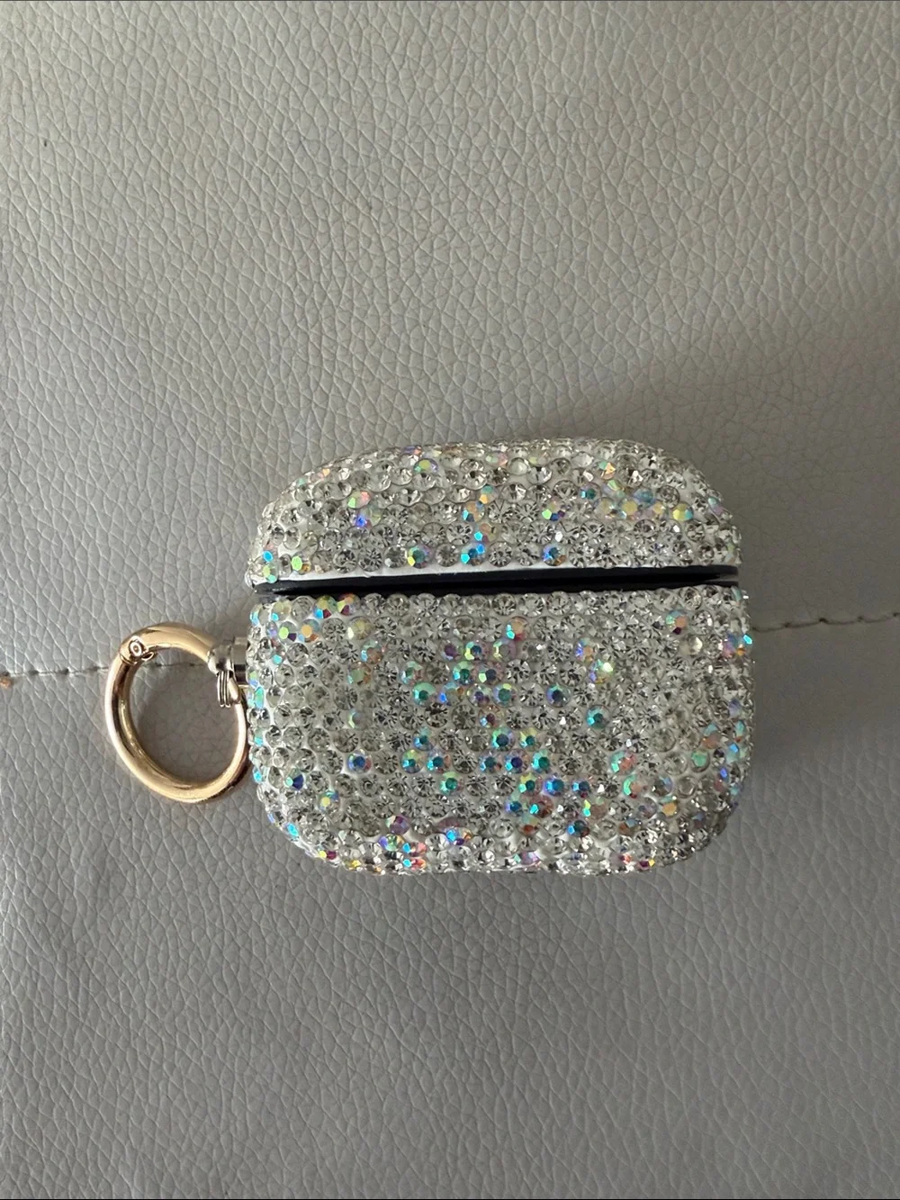Air pod Generation case sparkling Crystal Embellished Keyring - Silver